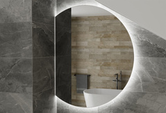 LUSTRO OKRĄGŁE ŚCIENNE SZLIF LED ŚCIĘTE 60CM Prawe