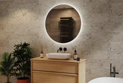 LUSTRO OKRĄGŁE ŚCIENNE SZLIF LED 50CM